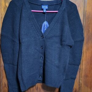 Women's Ribbed Black Cardigan